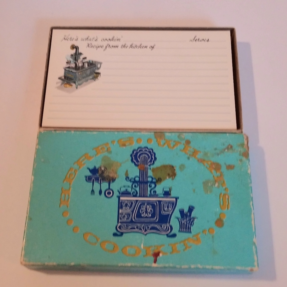 Retro Recipe Card Set with Stove Illustration